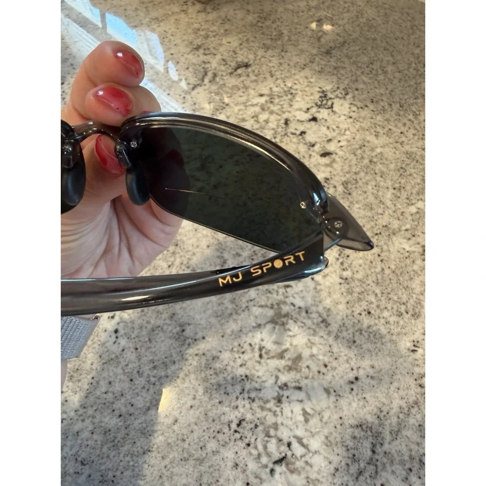 NEW Maui Jim Hookipa Gloss Black Polarized Sport Sunglasses MJ0407S-001 Rimless
